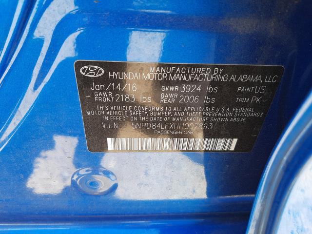 2017 HYUNDAI ELANTRA SE 5NPD84LFXHH007893