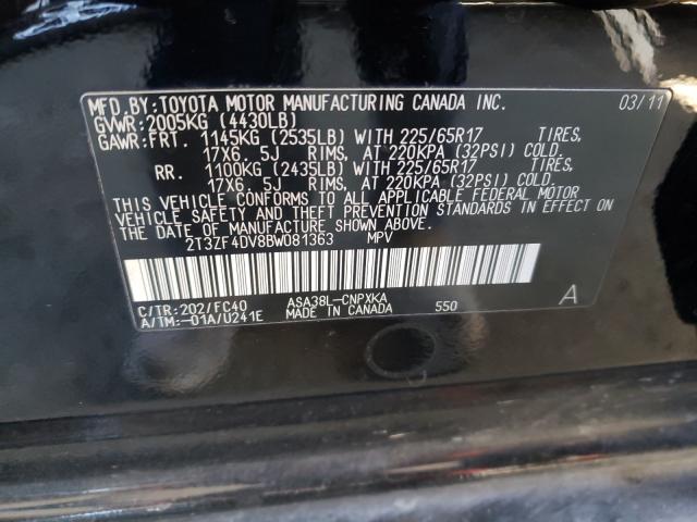 2011 TOYOTA RAV 4 2T3ZF4DV8BW081363