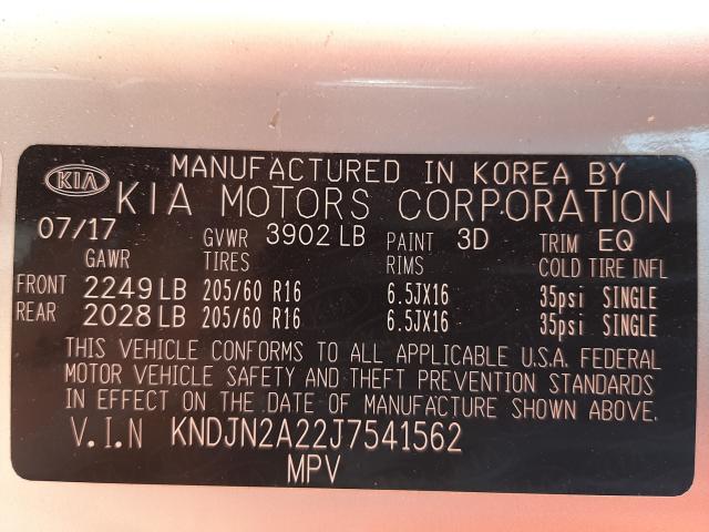 2018 KIA SOUL KNDJN2A22J7541562
