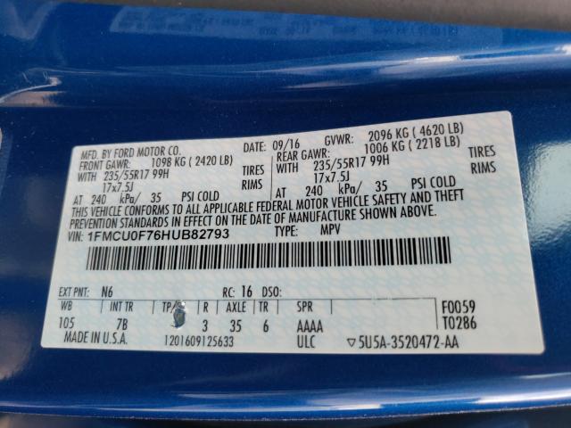 2017 FORD ESCAPE S 1FMCU0F76HUB82793