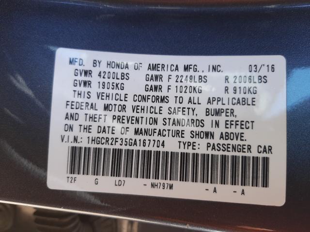 2016 HONDA ACCORD LX 1HGCR2F35GA167704