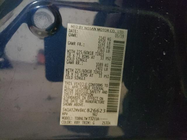 2019 NISSAN ROGUE S 5N1AT2MV8KC826623
