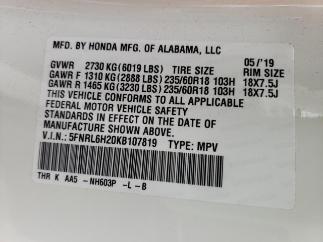2019 HONDA ODYSSEY LX 5FNRL6H20KB107819
