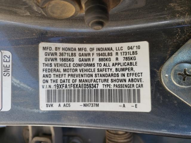 2010 HONDA CIVIC LX-S 19XFA1F6XAE059347