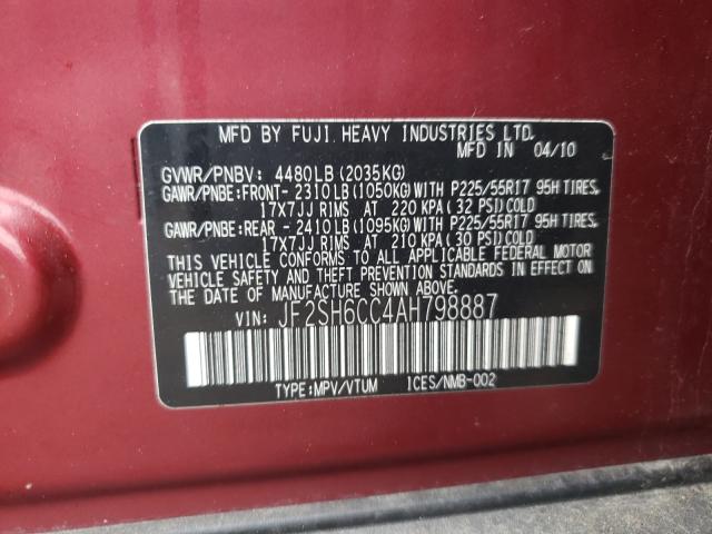 2010 SUBARU FORESTER JF2SH6CC4AH798887