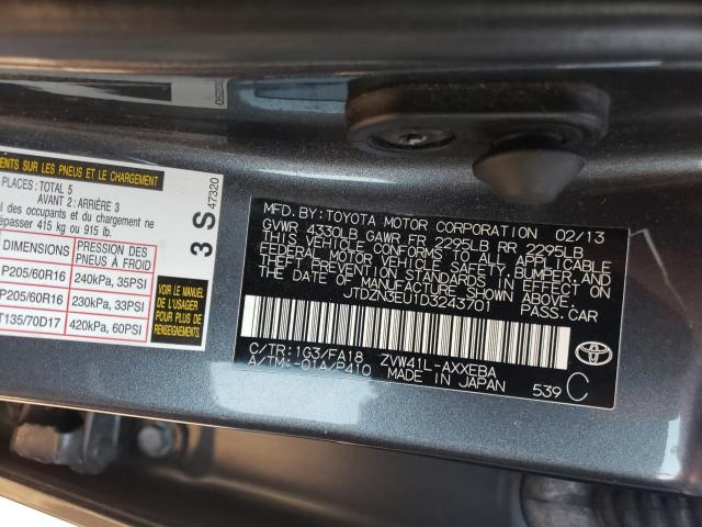 2013 TOYOTA PRIUS V JTDZN3EU1D3243701