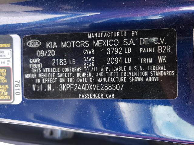 2021 KIA FORTE FE 3KPF24ADXME288507
