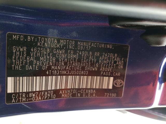 2018 TOYOTA CAMRY LE 4T1B31HK3JU500803