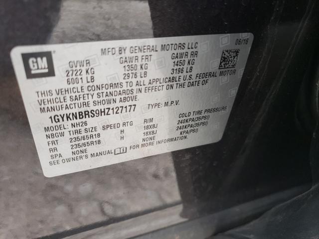 2017 CADILLAC XT5 LUXURY 1GYKNBRS9HZ127177