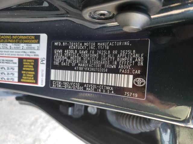 2017 TOYOTA CAMRY LE 4T1BF1FK3HU702058