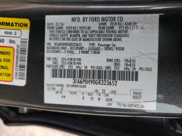 3FA6P0H90GR323652 | 2016 FORD FUSION SE