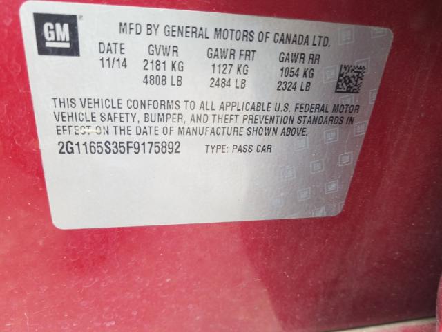 2015 CHEVROLET IMPALA LTZ 2G1165S35F9175892