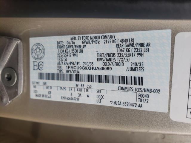 2017 FORD ESCAPE SE 1FMCU9G9XHUA86069