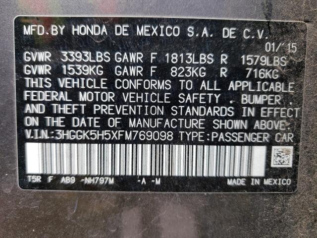 2015 HONDA FIT LX 3HGGK5H5XFM769098