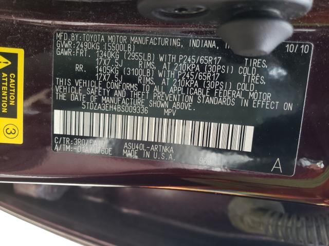 2011 TOYOTA HIGHLANDER 5TDZA3EH4BS009336