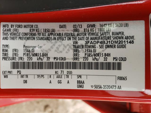 2013 FORD FIESTA SE 3FADP4BJ1DM201148