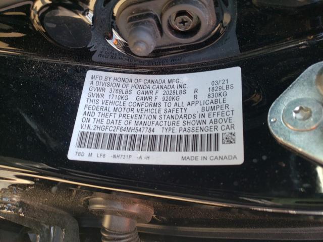 2021 HONDA CIVIC LX 2HGFC2F64MH547784
