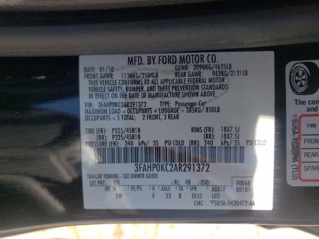 2010 FORD FUSION SPO 3FAHP0KC2AR291372