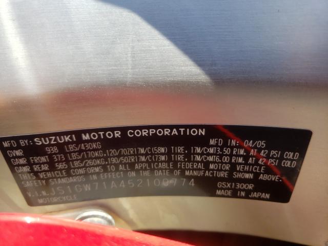 2005 SUZUKI GSX1300 RK JS1GW71A452109774