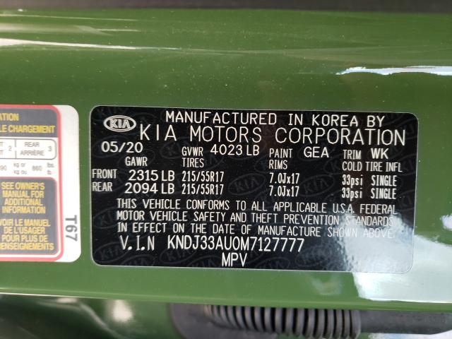 2021 KIA SOUL EX KNDJ33AU0M7127777