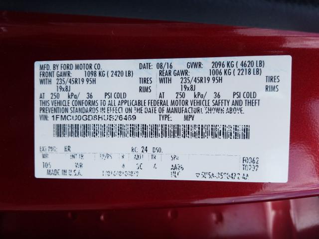 2017 FORD ESCAPE SE 1FMCU0GD8HUB26469