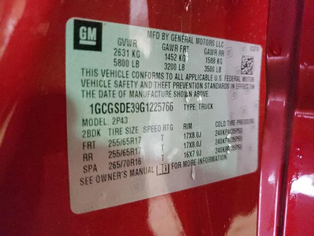 2016 CHEVROLET COLORADO Z 1GCGSDE39G1225766