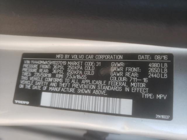 2017 VOLVO V60 CROSS YV440MWK5H1027019