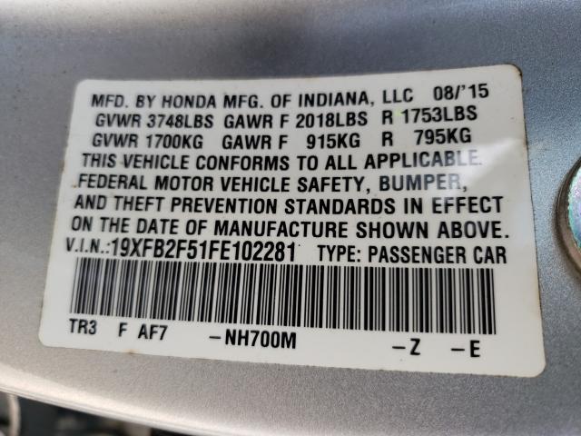 2015 HONDA CIVIC LX 19XFB2F51FE102281