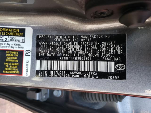 2015 TOYOTA CAMRY LE 4T1BF1FK9FU926304