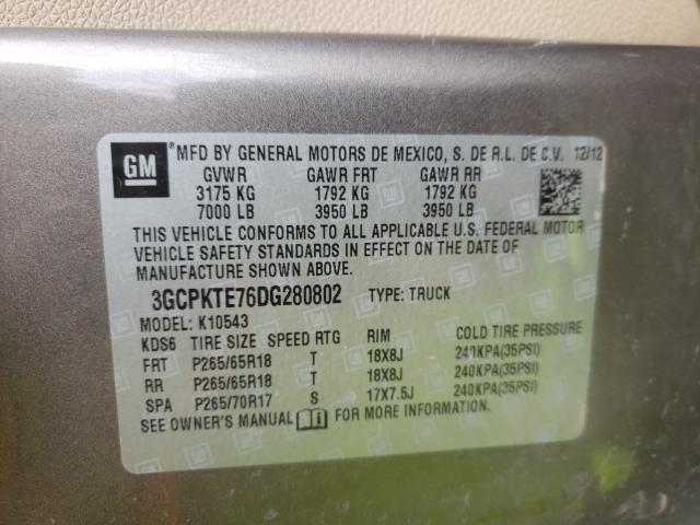 2013 CHEVROLET SILVERADO 3GCPKTE76DG280802