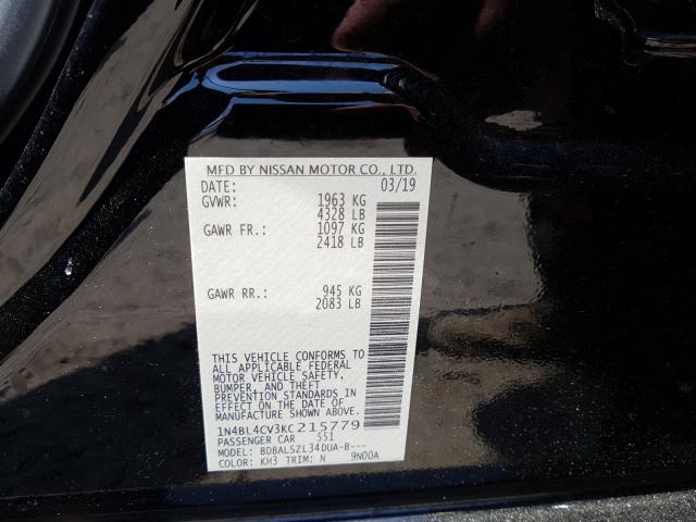 2019 NISSAN ALTIMA SR 1N4BL4CV3KC215779