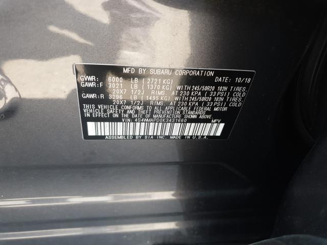 2019 SUBARU ASCENT LIM 4S4WMAPD0K3431660