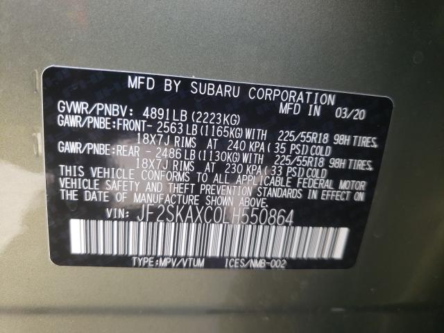 2020 SUBARU FORESTER T JF2SKAXC0LH550864