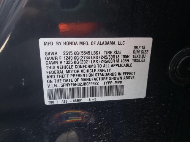 2018 HONDA PILOT EX 5FNYF5H32JB029922
