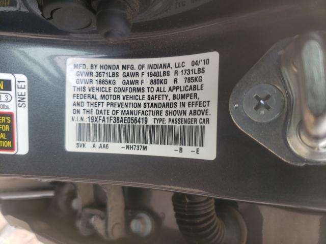 2010 HONDA CIVIC VP 19XFA1F38AE056419