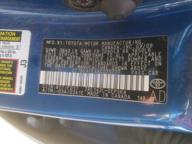 2010 TOYOTA COROLLA BA 2T1BU4EEXAC275777