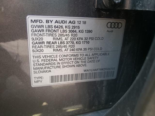 VIN WA1LHAF79KD026702 2019 Audi Q7, Premium Plus no.10