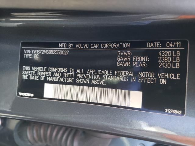 2011 VOLVO S40 T5 YV1672MS8B2550027