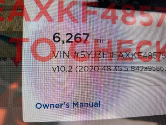 2019 TESLA MODEL 3 5YJ3E1EAXKF485757