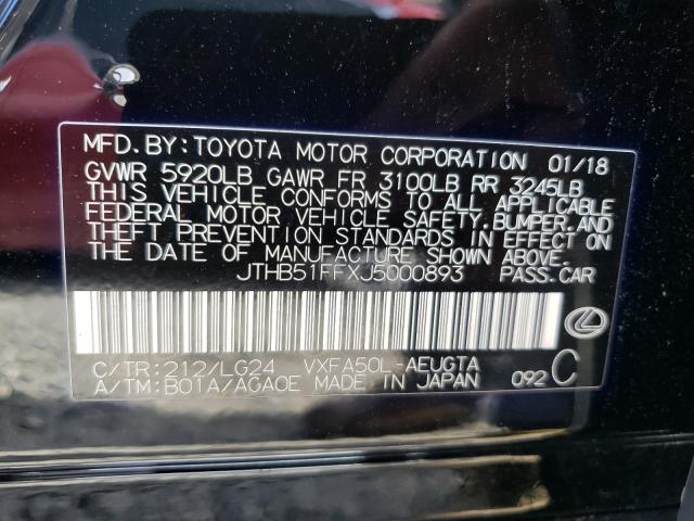 2018 LEXUS LS 500 BAS JTHB51FFXJ5000893