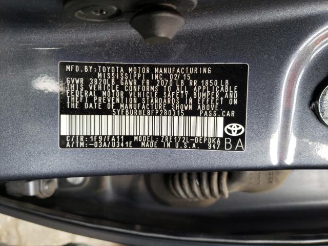 2015 TOYOTA COROLLA L 5YFBURHE8FP280315