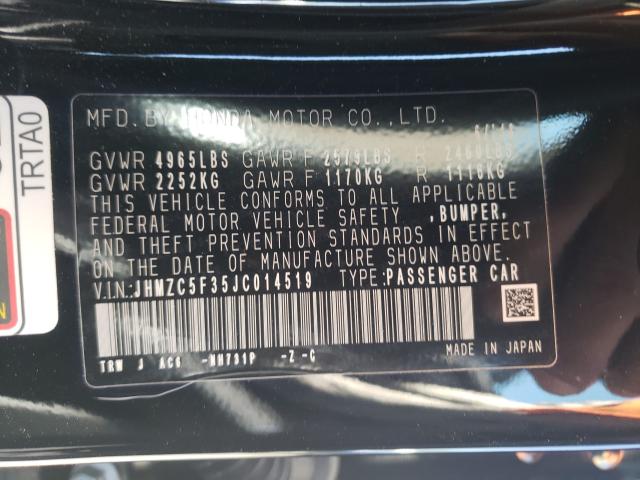 2018 HONDA CLARITY TO JHMZC5F35JC014519