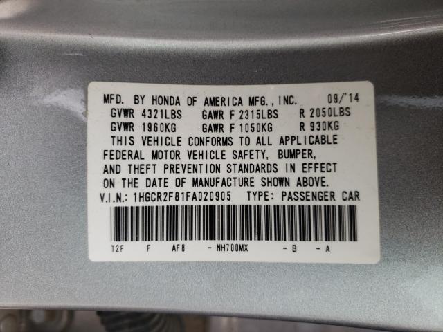 2015 HONDA ACCORD EXL 1HGCR2F81FA020905