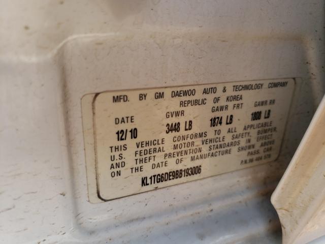 2011 CHEVROLET AVEO LT KL1TG6DE9BB193006