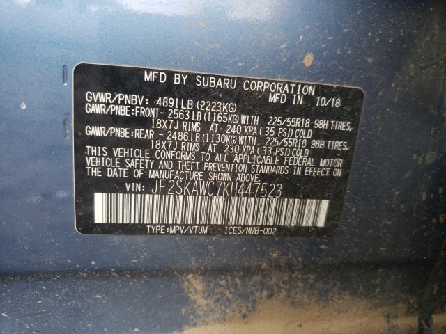 2019 SUBARU FORESTER T JF2SKAWC7KH447523