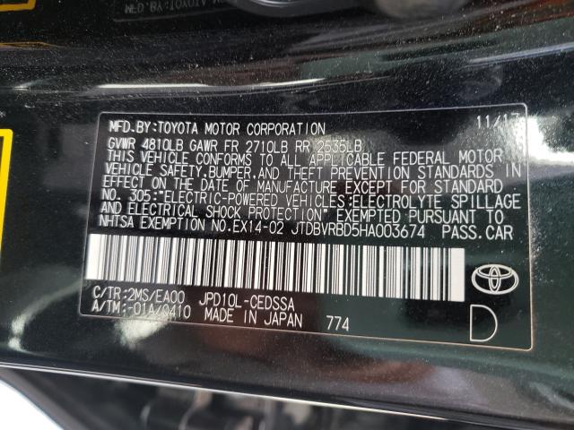 2017 TOYOTA MIRAI JTDBVRBD5HA003674