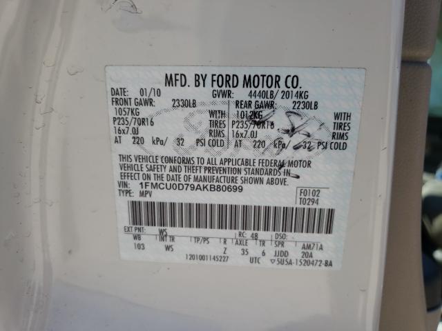 2010 FORD ESCAPE XLT 1FMCU0D79AKB80699