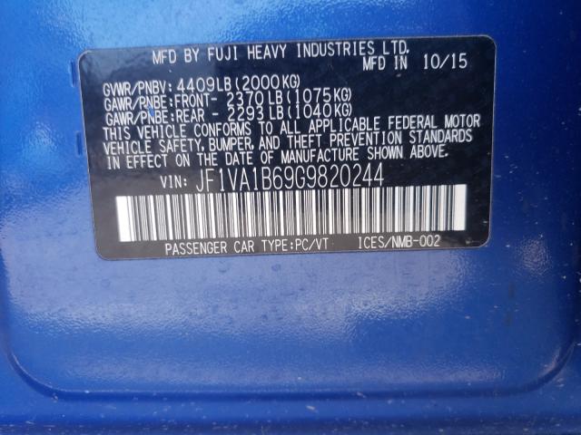 2016 SUBARU WRX JF1VA1B69G9820244