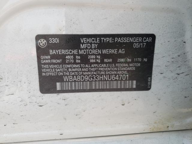 2017 BMW 330 XI WBA8D9G33HNU64701