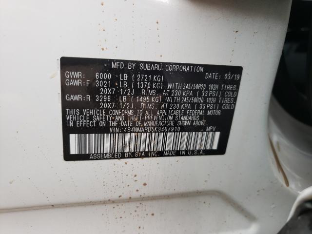 2019 SUBARU ASCENT TOU 4S4WMARD5K3467910